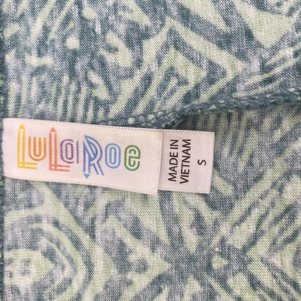 Lularoe Perfect T Blouse Green Gray Aztec Hi Low Swing Top Womens Sz Small - Picture 9 of 11